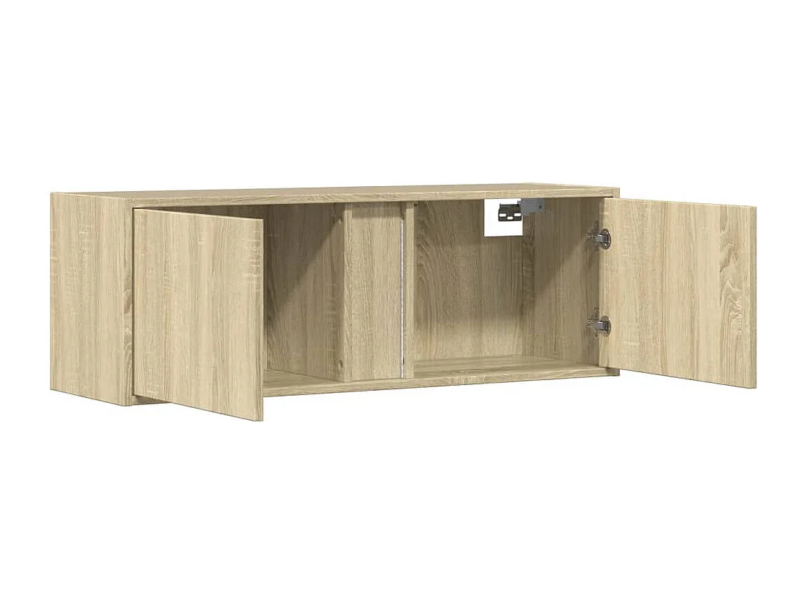 Mobile TV a Parete con Luci LED Rovere Sonoma 100x31x35 cm