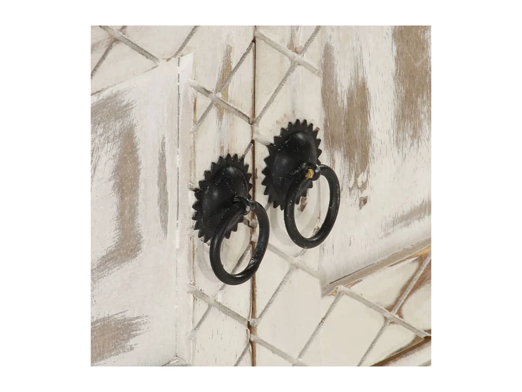 Mobile Porta TV Bianco 140x30x35 cm in Legno Massello di Mango