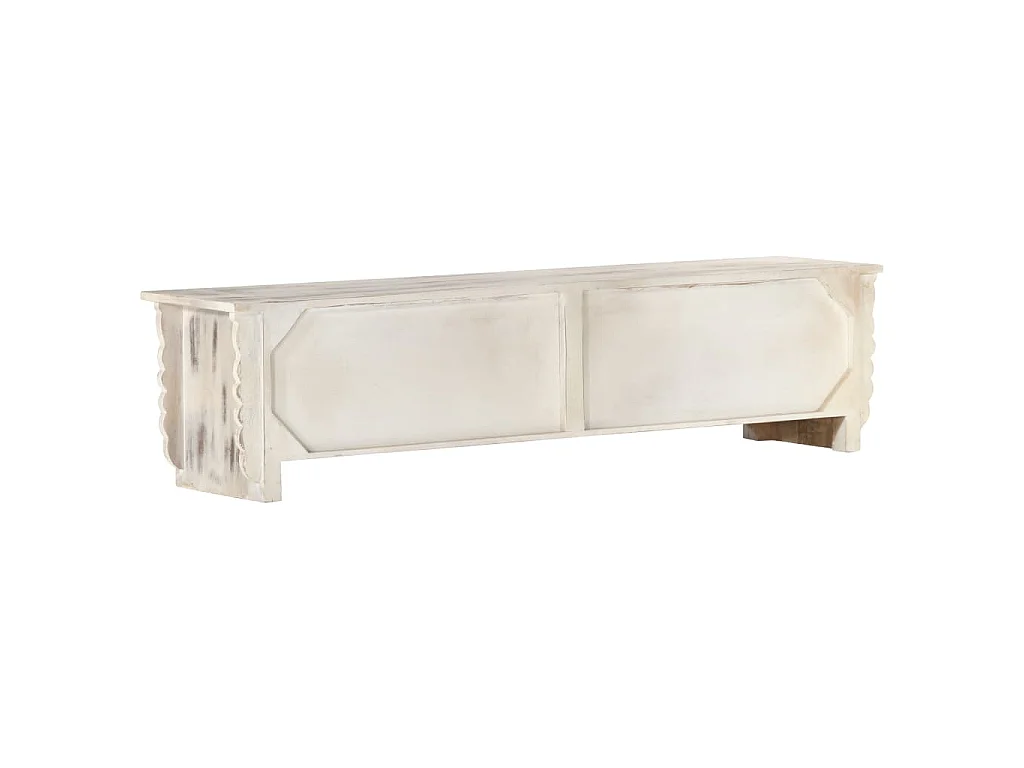 Móvel de TV 140x30x35 cm madeira de mangueira maciça branco