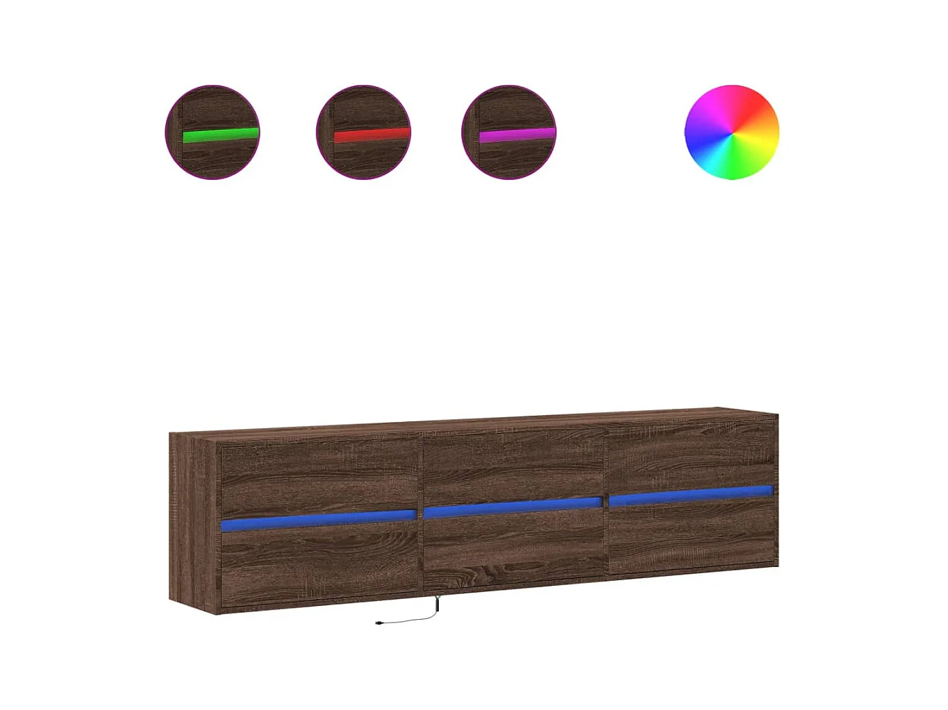 Meuble TV mural avec LED chêne marron 180x31x45 cm