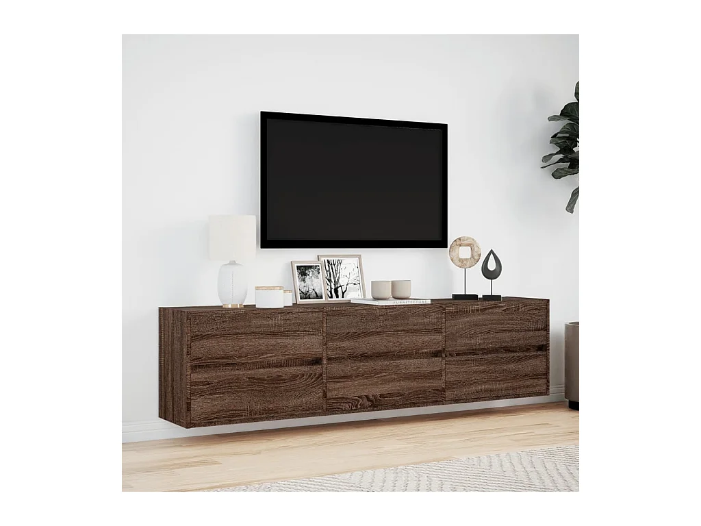Meuble TV mural avec LED chêne marron 180x31x45 cm