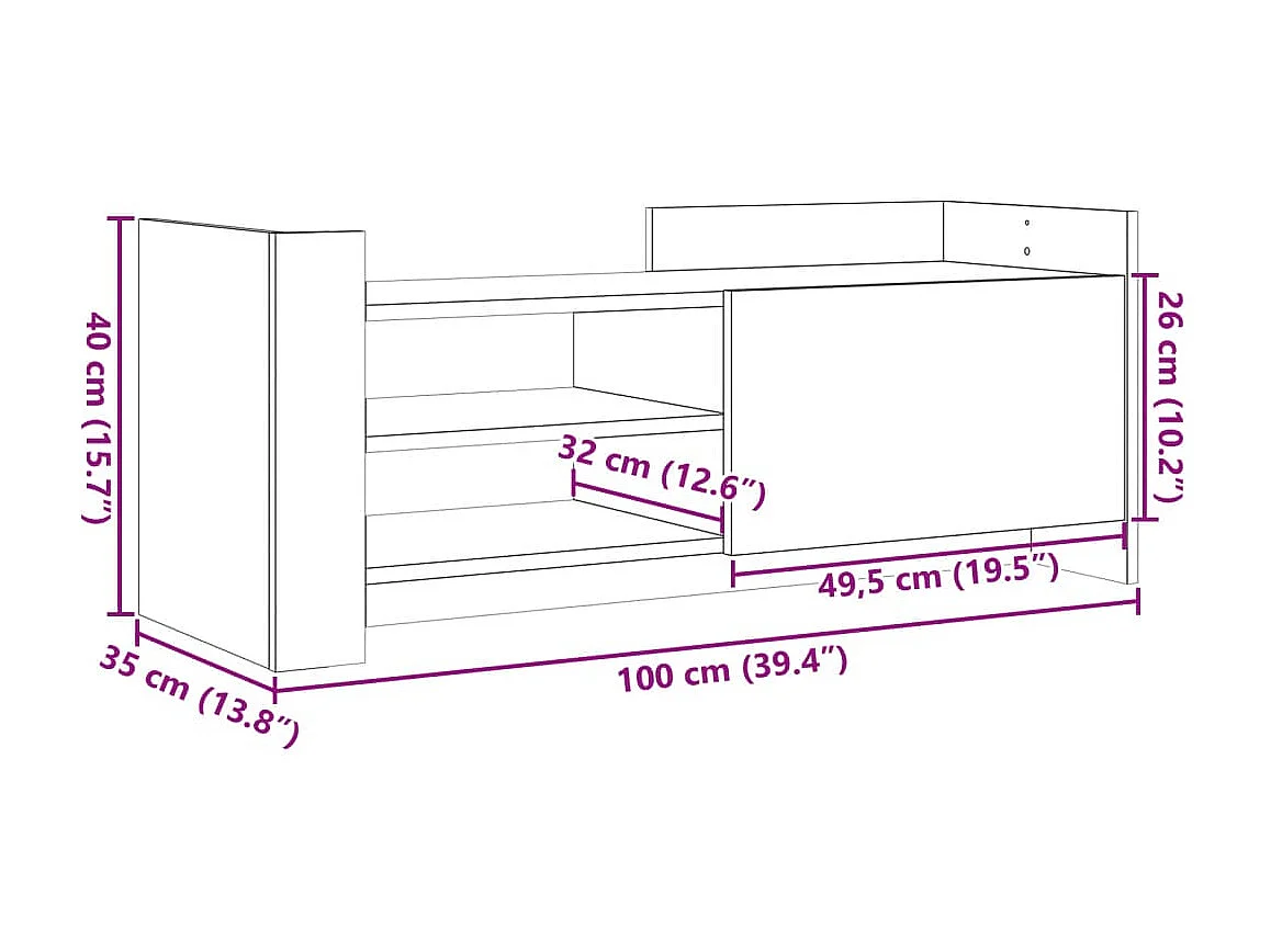 Mueble de TV madera contrachapada gris Sonoma 100x35x40 cm