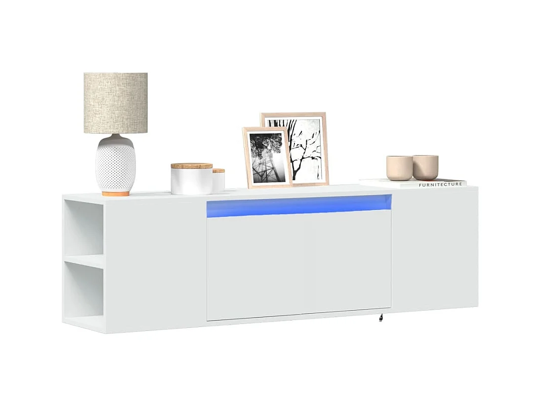 Meuble TV mural avec lumières LED blanc 135x31x39,5 cm