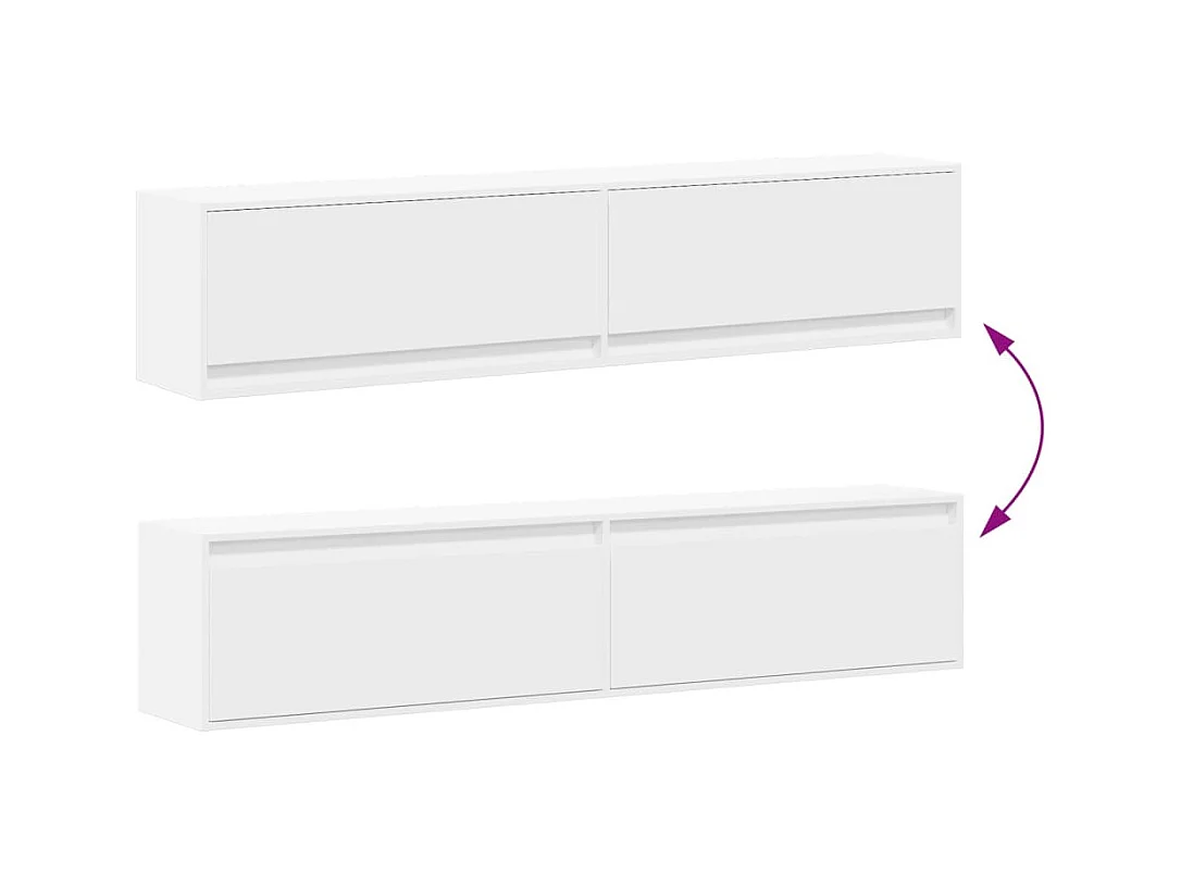 Meuble TV mural avec LED blanc 180x31x38 cm