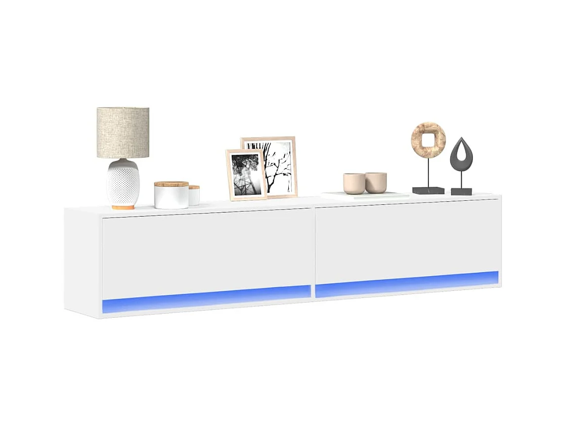 Meuble TV mural avec LED blanc 180x31x38 cm
