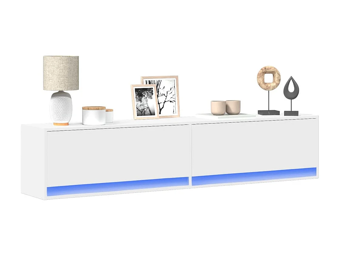 Tv-wandmeubel met LED-verlichting 180x31x38 cm wit