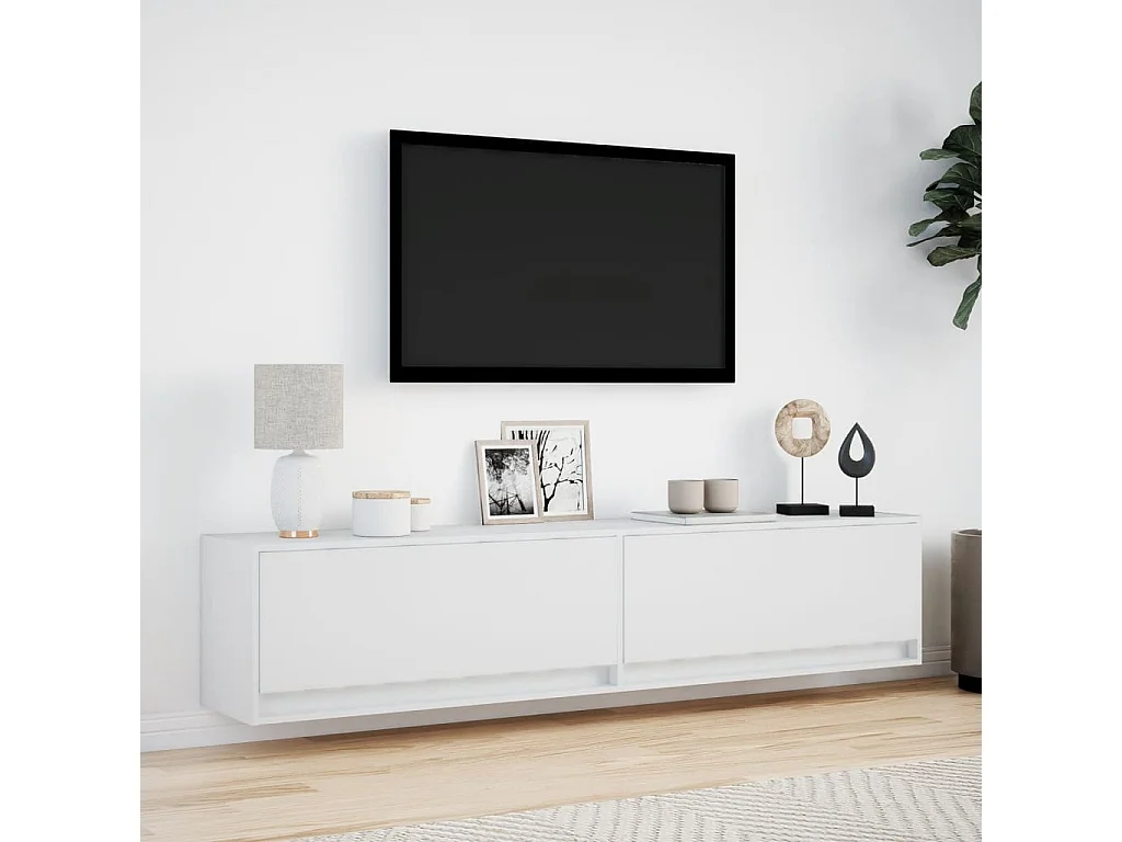 Tv-wandmeubel met LED-verlichting 180x31x38 cm wit