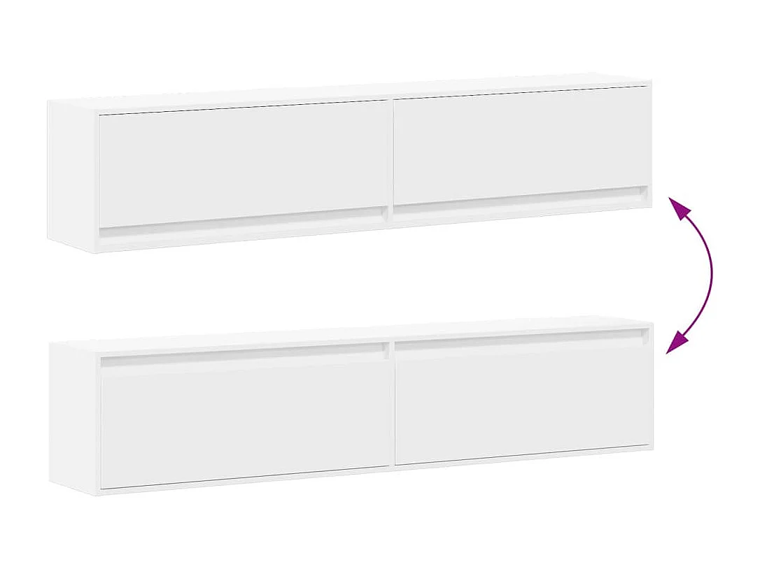 Tv-wandmeubel met LED-verlichting 180x31x38 cm wit