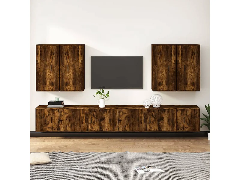 Ensemble de meubles TV 8 pcs Chêne fumé Bois d'ingénierie