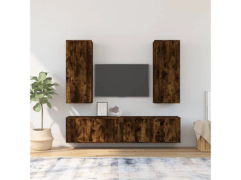 Ensemble de meubles TV 5 pcs Chêne fumé Bois d'ingénierie