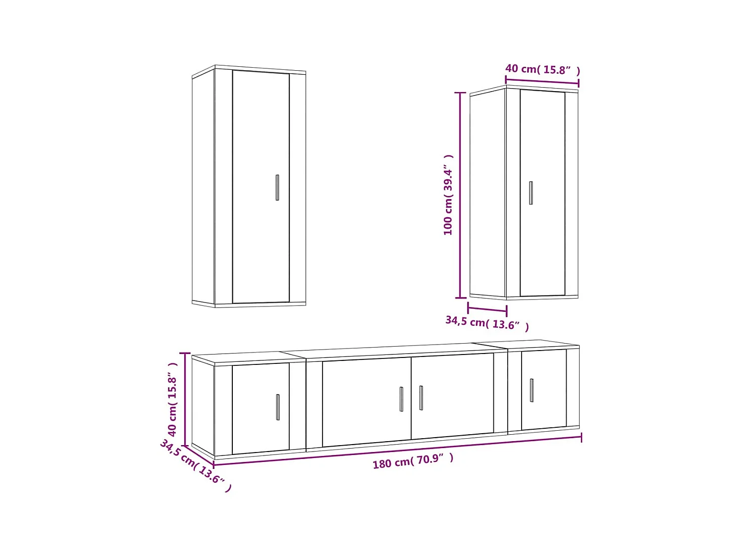Ensemble de meubles TV 5 pcs Chêne fumé Bois d'ingénierie
