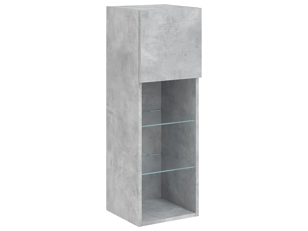 Meuble TV muraux 4 pcs avec lumières LED gris béton