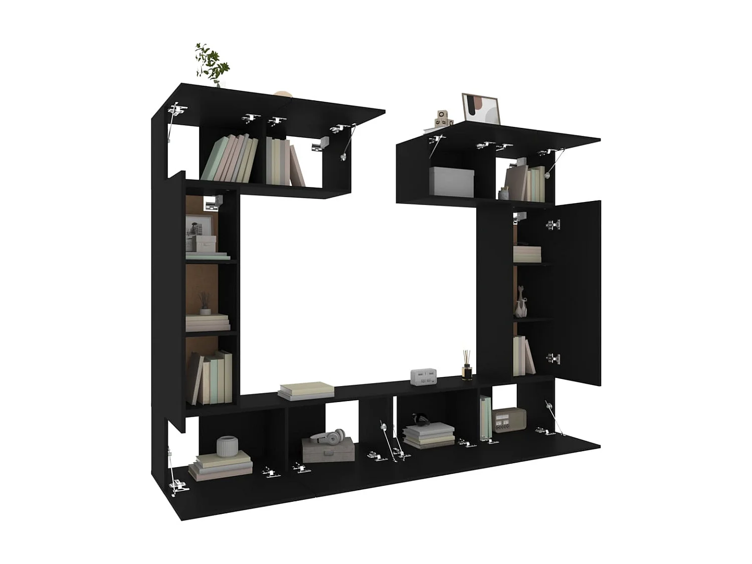 Set Mobili Porta TV 6 pz Nero in Legno Multistrato