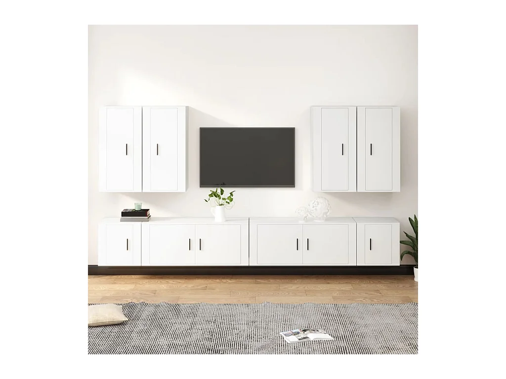 Ensemble de meubles TV 8 pcs Blanc Bois d'ingénierie