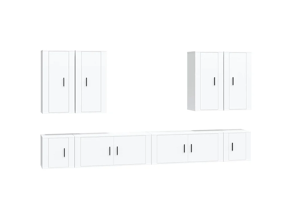 Set Mobili Porta TV 8pz Bianco in Legno Multistrato