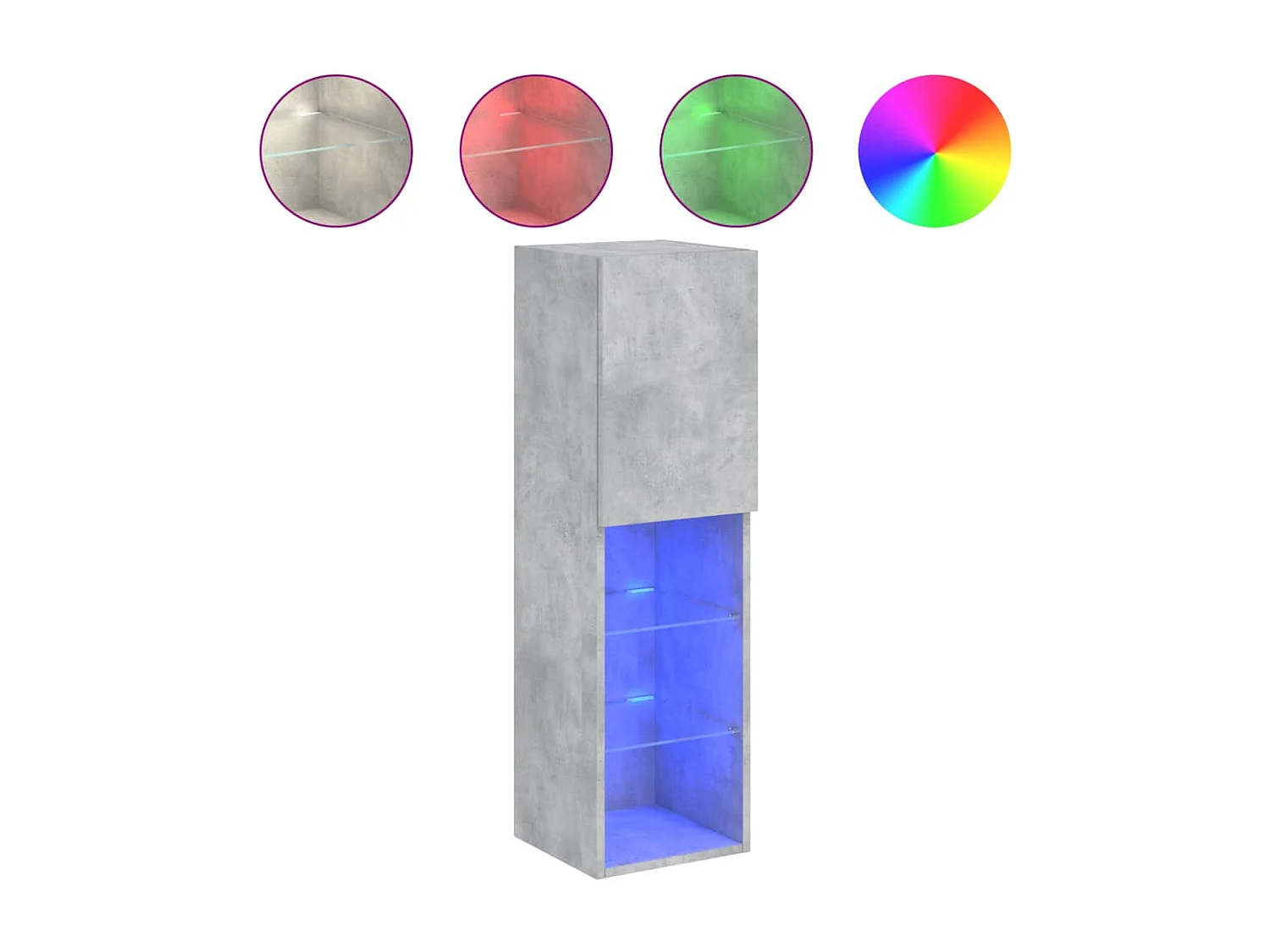 Meubles TV avec lumières LED 2 pcs gris béton 30,5x30x102 cm