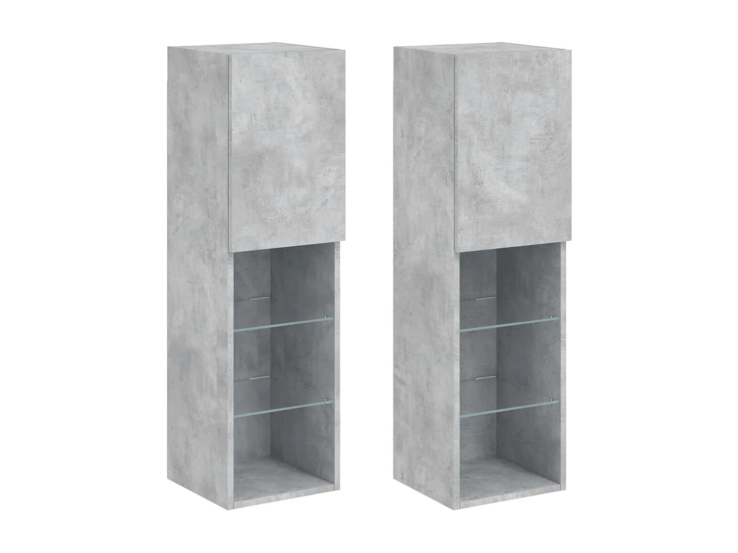 Meubles TV avec lumières LED 2 pcs gris béton 30,5x30x102 cm