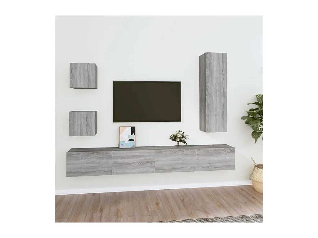 Ensemble de meubles TV 5 pcs Sonoma gris Bois d'ingénierie