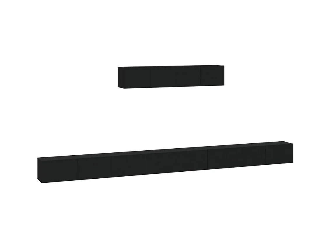 Set Mobili Porta TV 6 pz Nero in Legno Multistrato