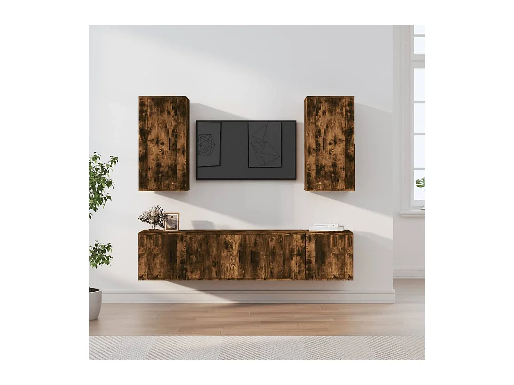 Ensemble de meubles TV 5 pcs Chêne fumé Bois d'ingénierie