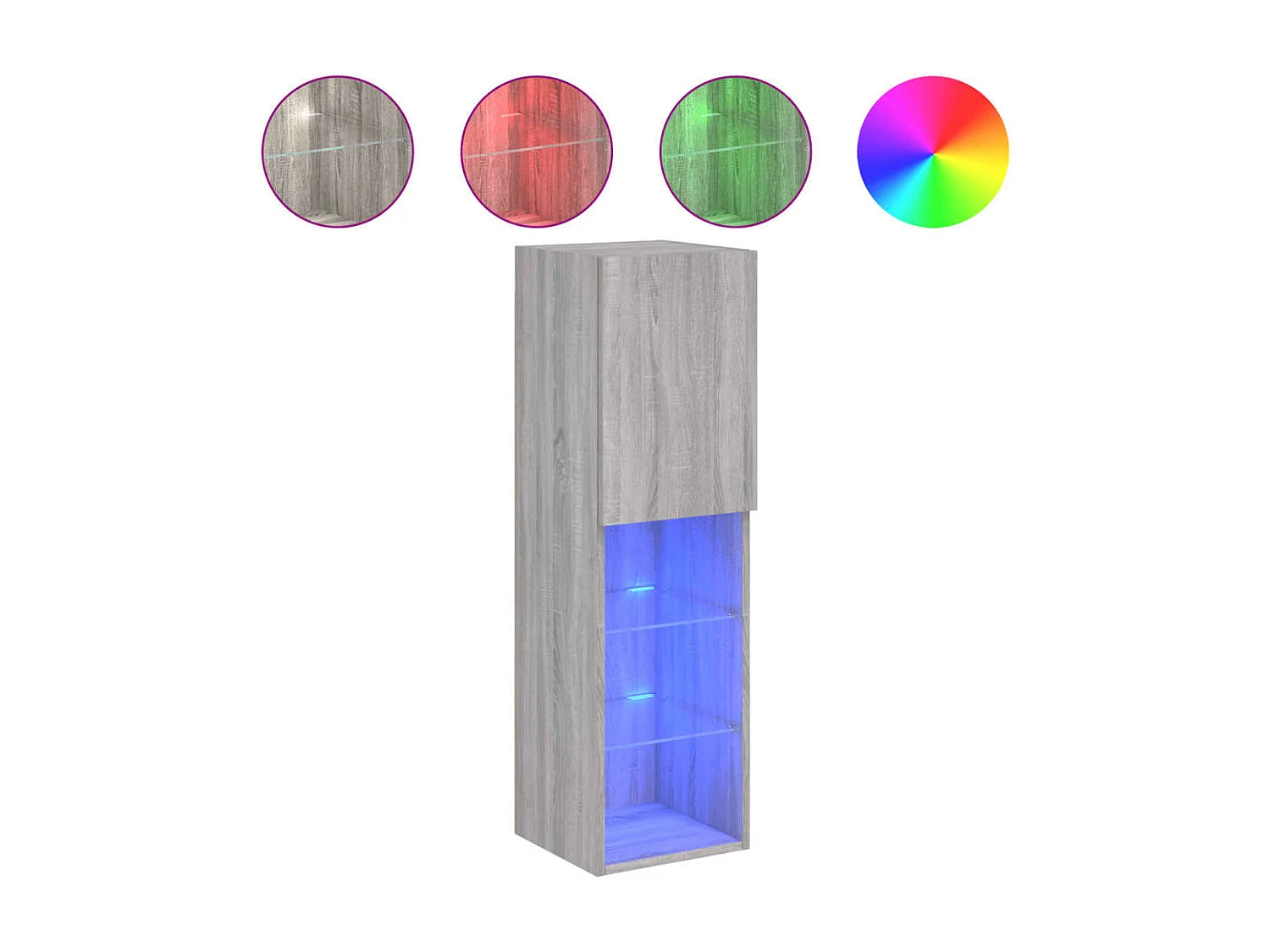 Meubles TV avec lumières LED 2 pcs sonoma gris 30,5x30x102 cm