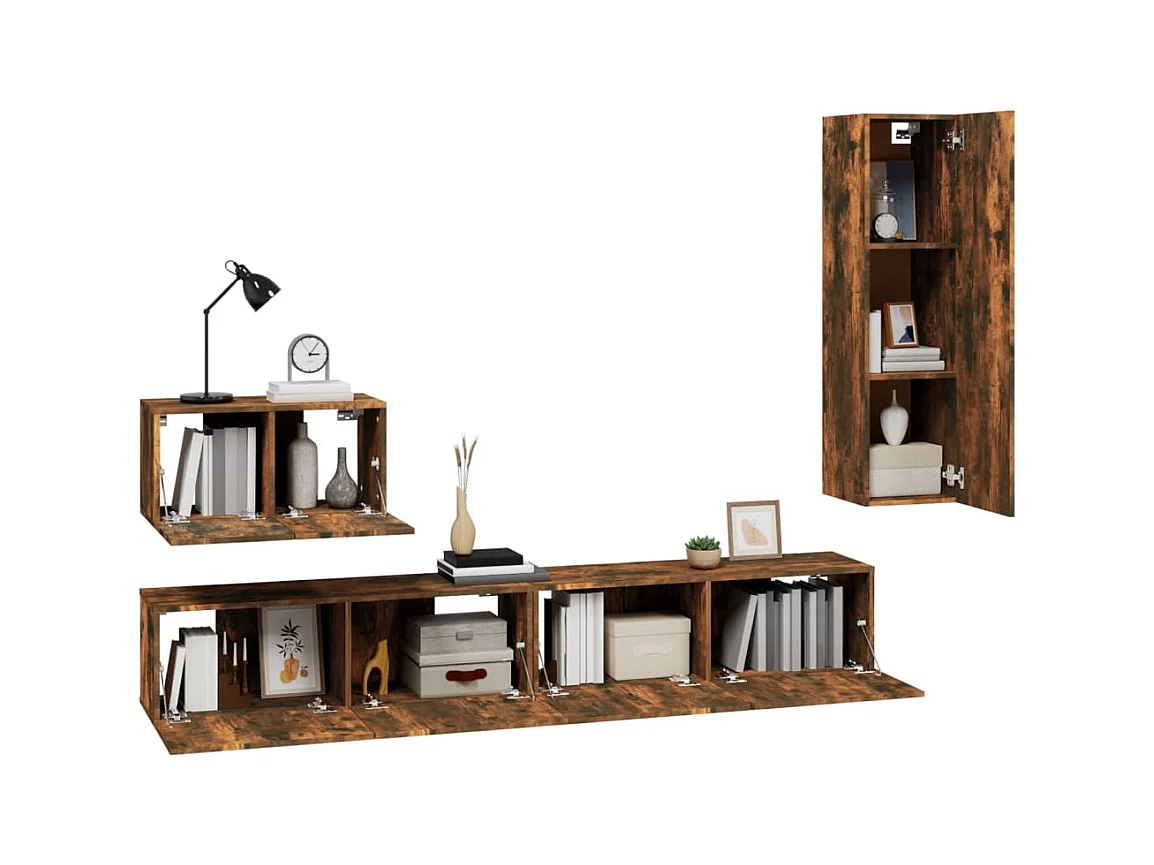 Ensemble de meubles TV 4 pcs Chêne fumé Bois d'ingénierie