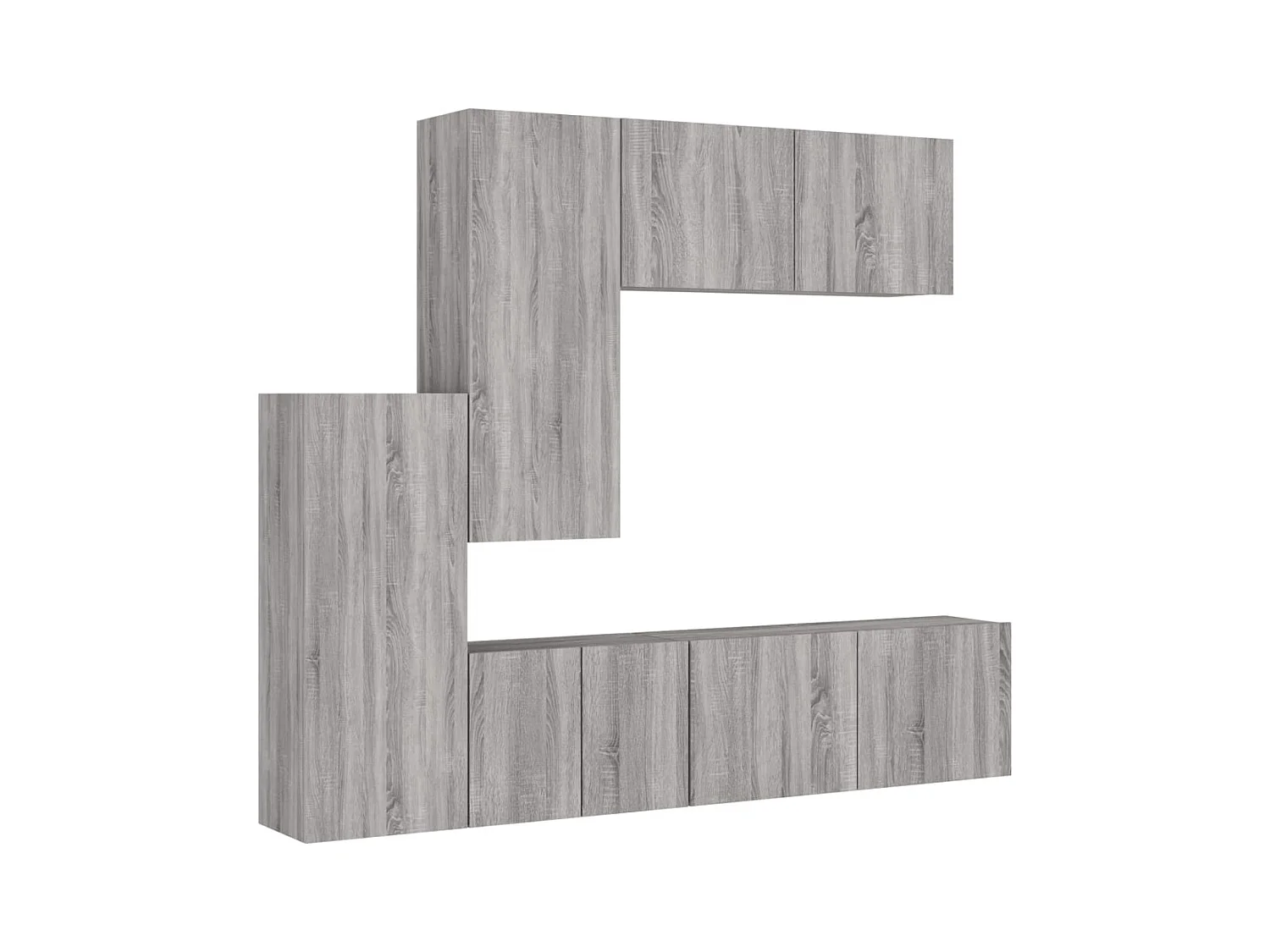 5 pcs móveis de parede p/ TV derivados de madeira cinza sonoma