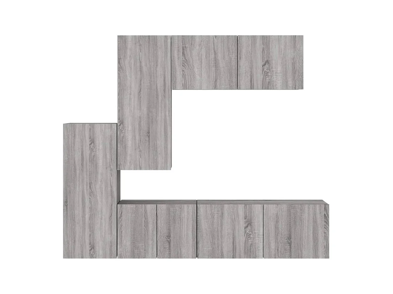 5 pcs móveis de parede p/ TV derivados de madeira cinza sonoma