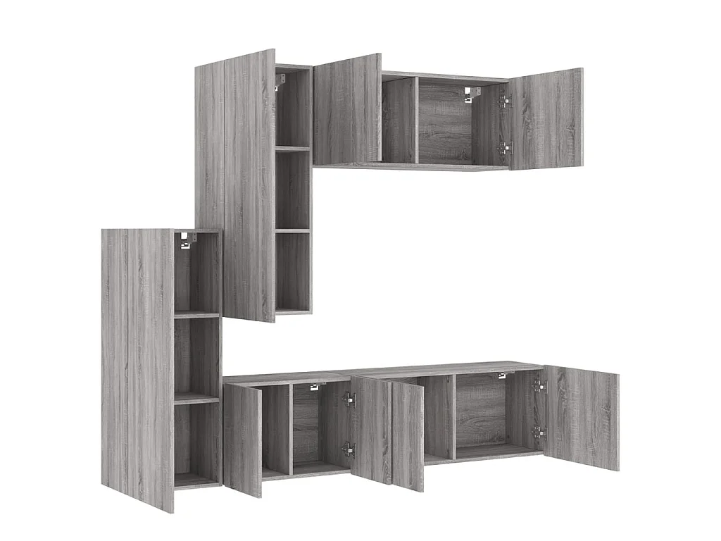 Mobili TV a Muro 5pz Grigio Sonoma in Legno Multistrato