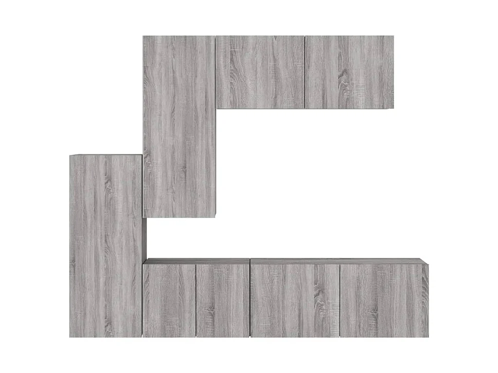 Mobili TV a Muro 5pz Grigio Sonoma in Legno Multistrato