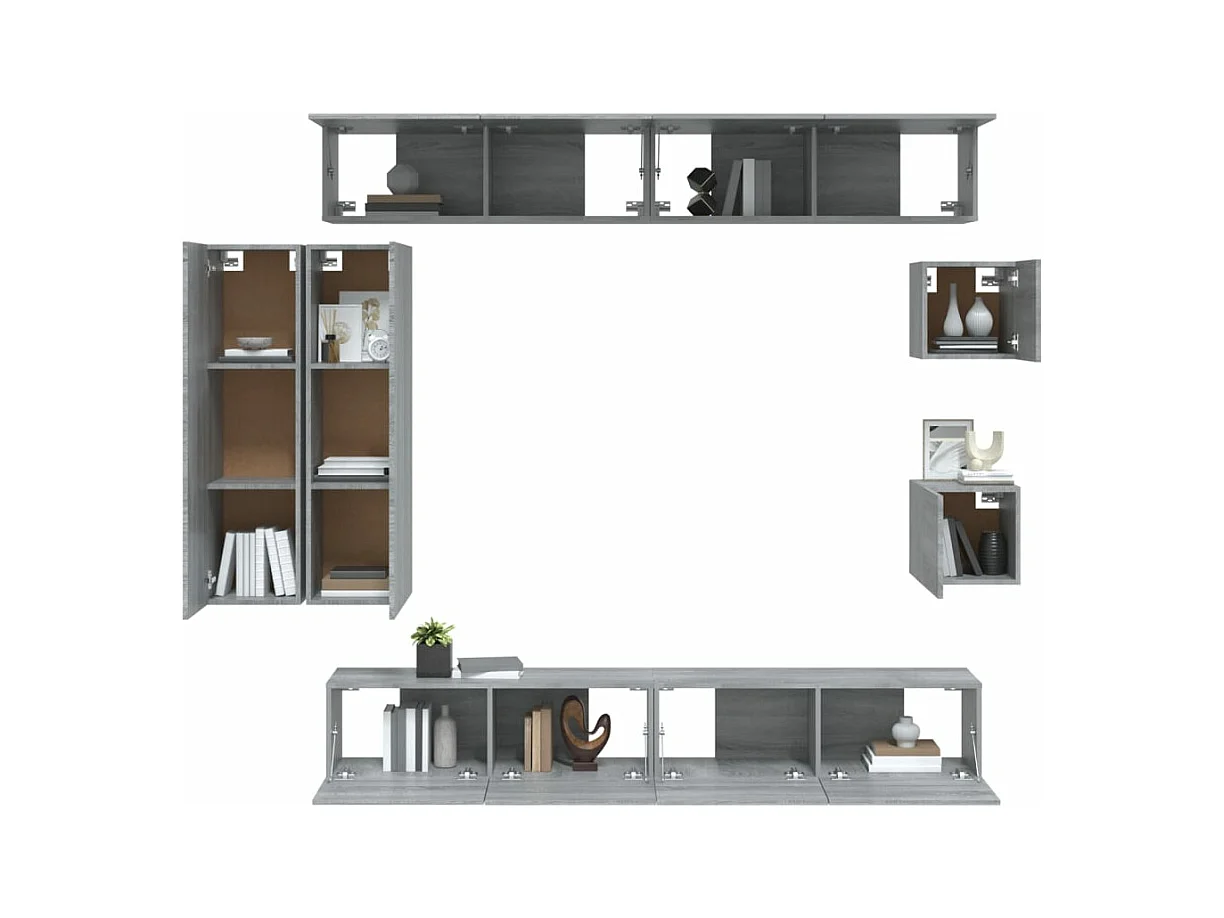 Ensemble de meubles TV 8 pcs Sonoma gris Bois d'ingénierie