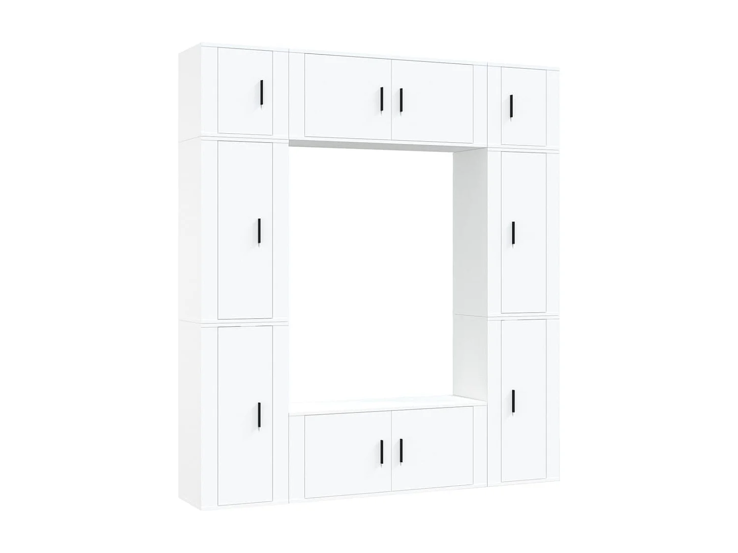 Set Mobili Porta TV 8pz Bianco in Legno Multistrato