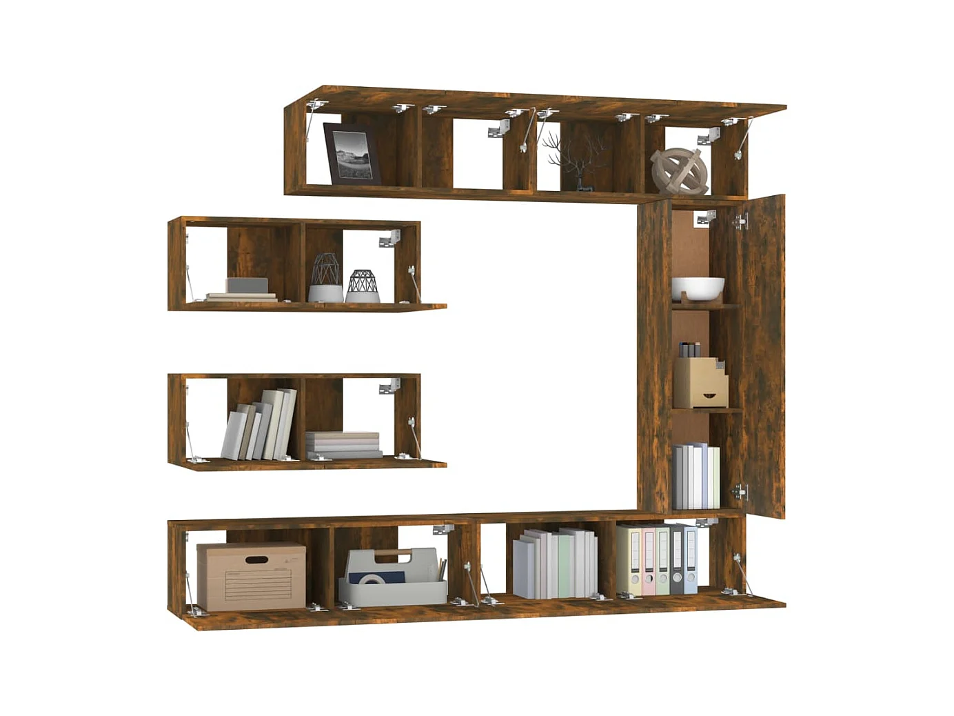 7-tlg. TV-Schrank-Set Räuchereiche Holzwerkstoff