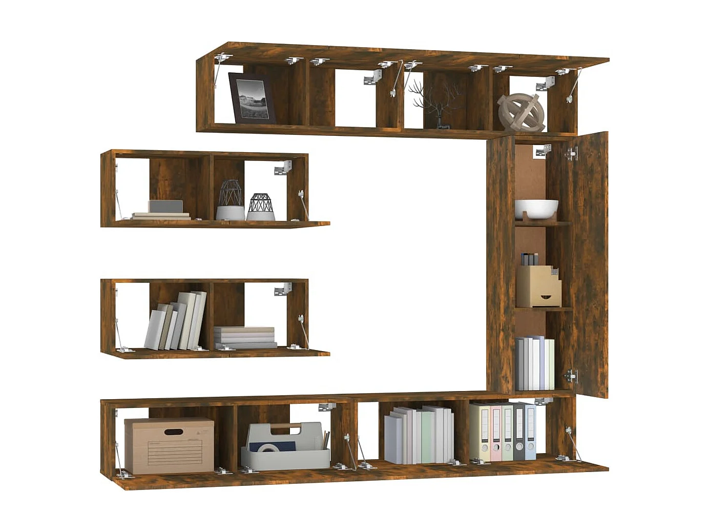 7-tlg. TV-Schrank-Set Räuchereiche Holzwerkstoff