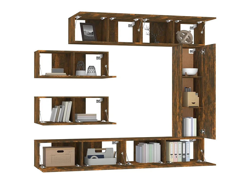 7-tlg. TV-Schrank-Set Räuchereiche Holzwerkstoff