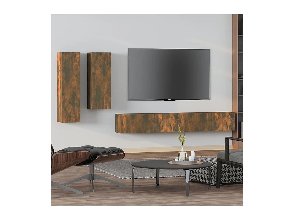 Ensemble de meubles TV 4 pcs Chêne fumé Bois d'ingénierie