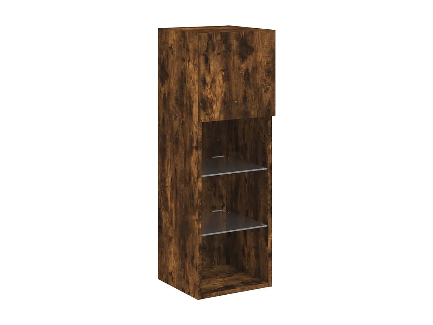 Meuble TV muraux 4 pcs avec lumières LED chêne fumé