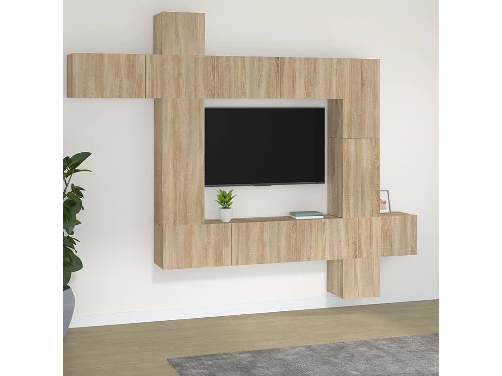 Ensemble de meubles TV 9 pcs Chêne sonoma Bois d'ingénierie