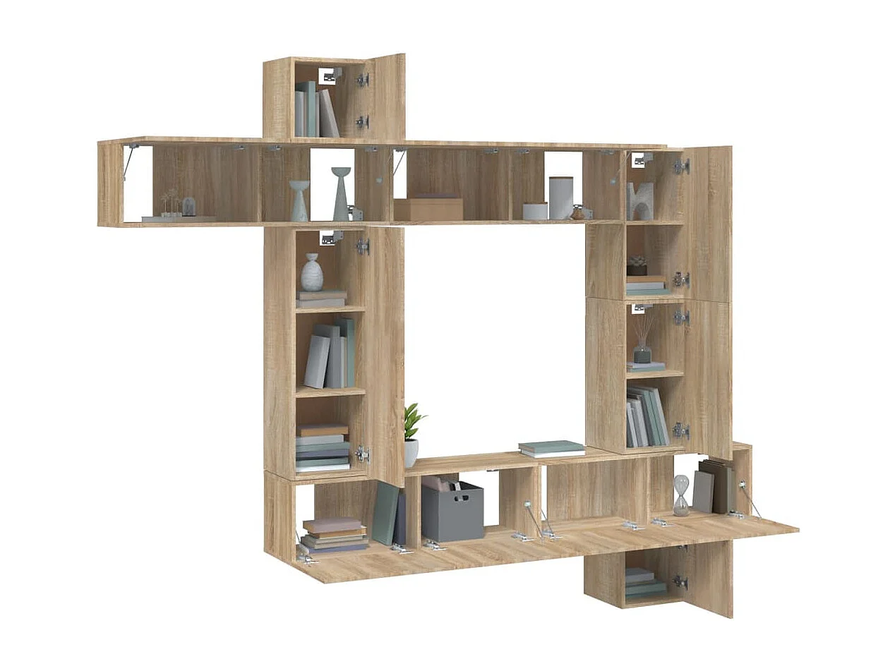 Ensemble de meubles TV 9 pcs Chêne sonoma Bois d'ingénierie