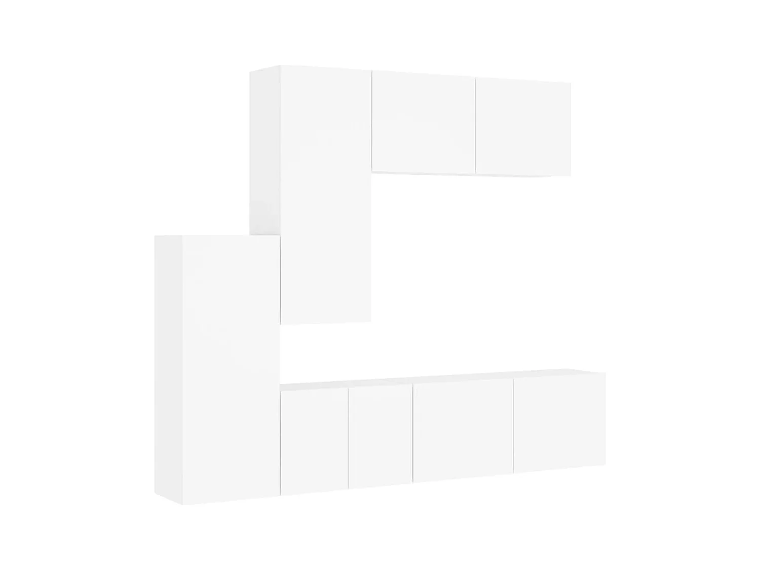 Mobili TV a Muro 5pz Bianchi in Legno Multistrato