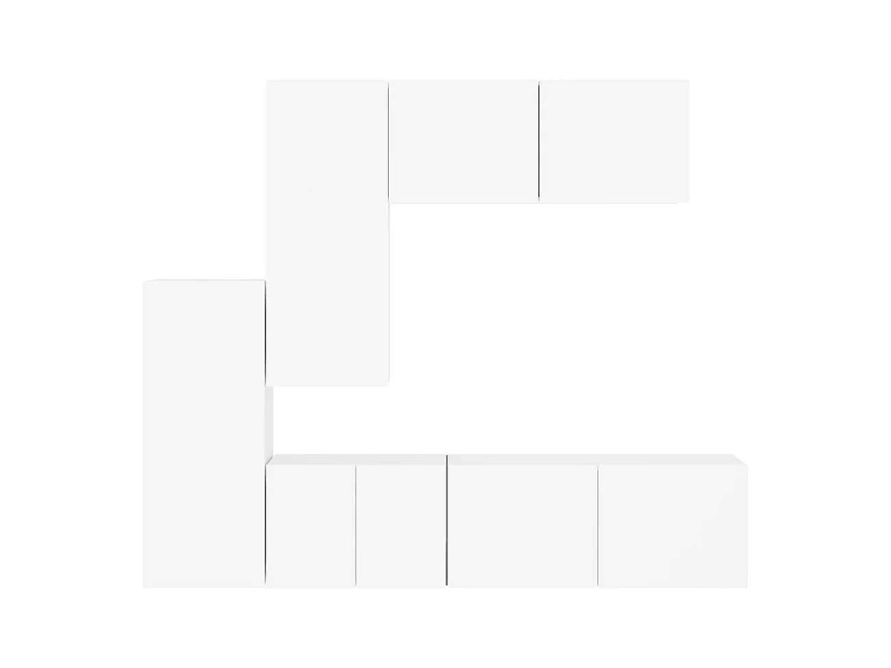 Mobili TV a Muro 5pz Bianchi in Legno Multistrato