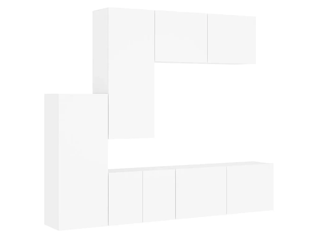 Unités murales TV 5 pcs blanc bois d'ingénierie