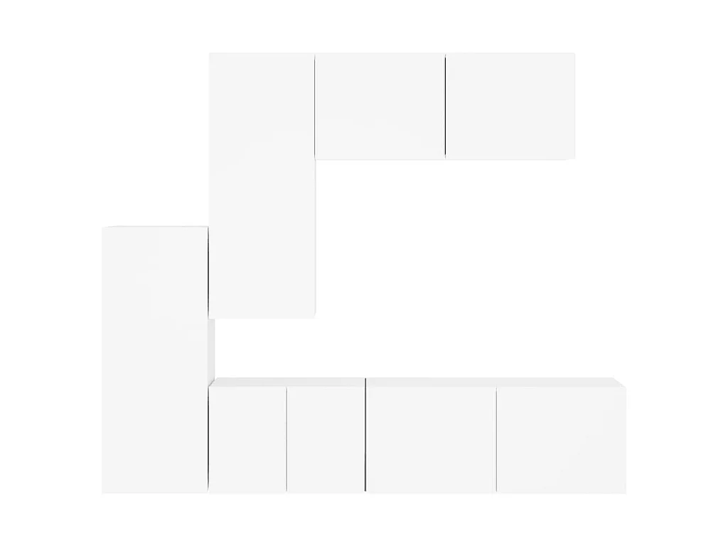 Unités murales TV 5 pcs blanc bois d'ingénierie