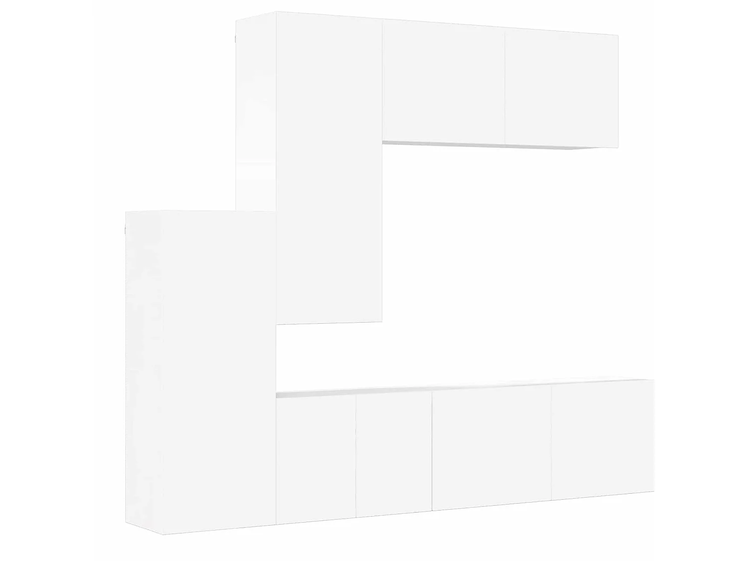 Unités murales TV 5 pcs blanc bois d'ingénierie