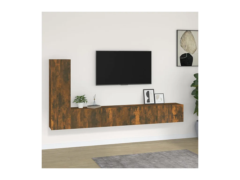 Ensemble de meubles TV 3 pcs Chêne fumé Bois d'ingénierie