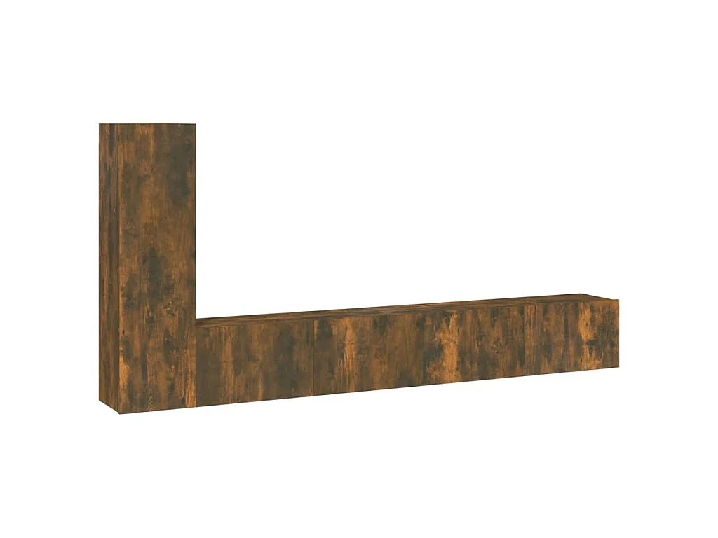 Set Mobili Porta TV 3 pz Rovere Fumo in Legno Multistrato