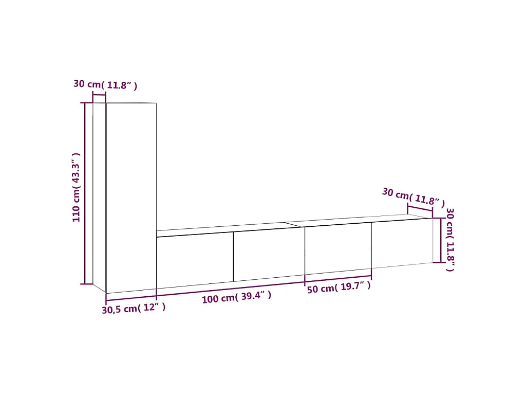 Set Mobili Porta TV 3 pz Rovere Fumo in Legno Multistrato