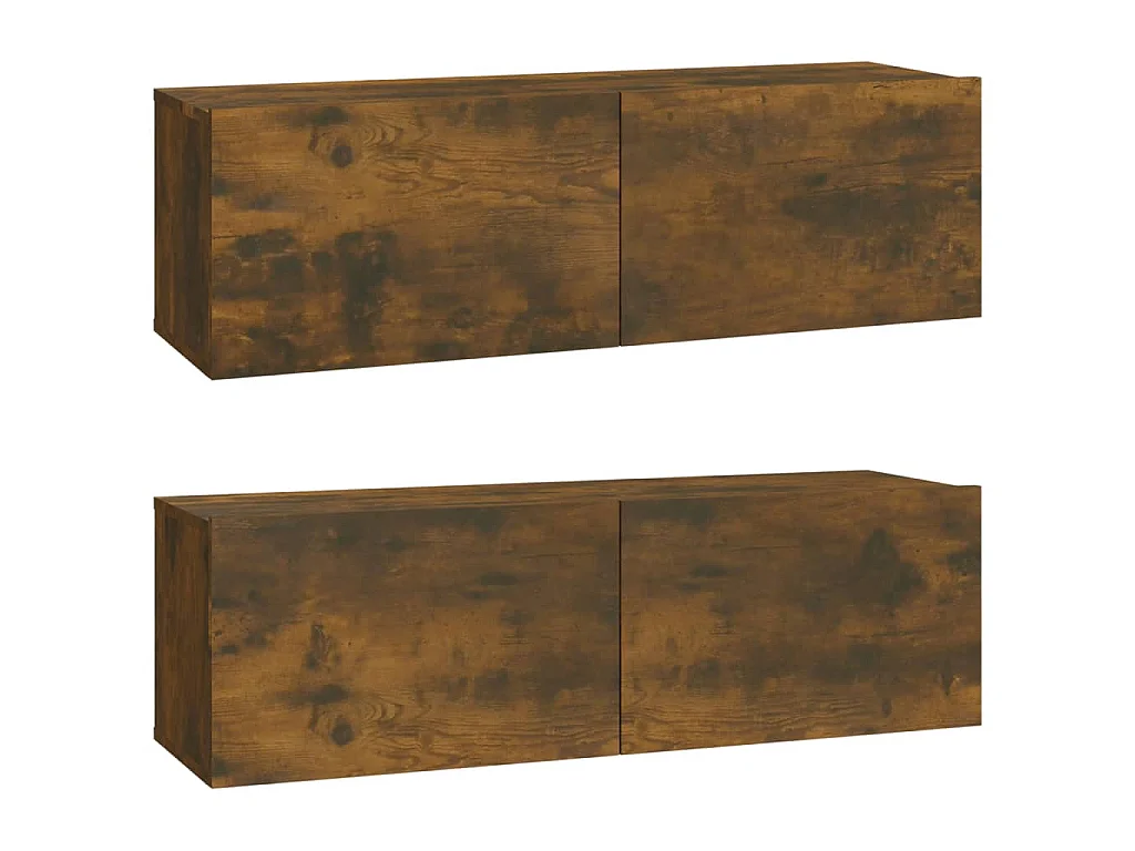 Set Mobili Porta TV 3 pz Rovere Fumo in Legno Multistrato