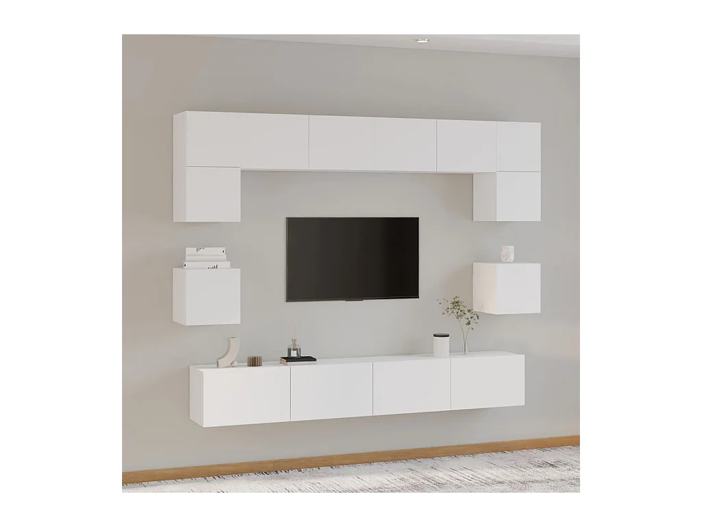 Ensemble de meubles TV 8 pcs Blanc Bois d'ingénierie