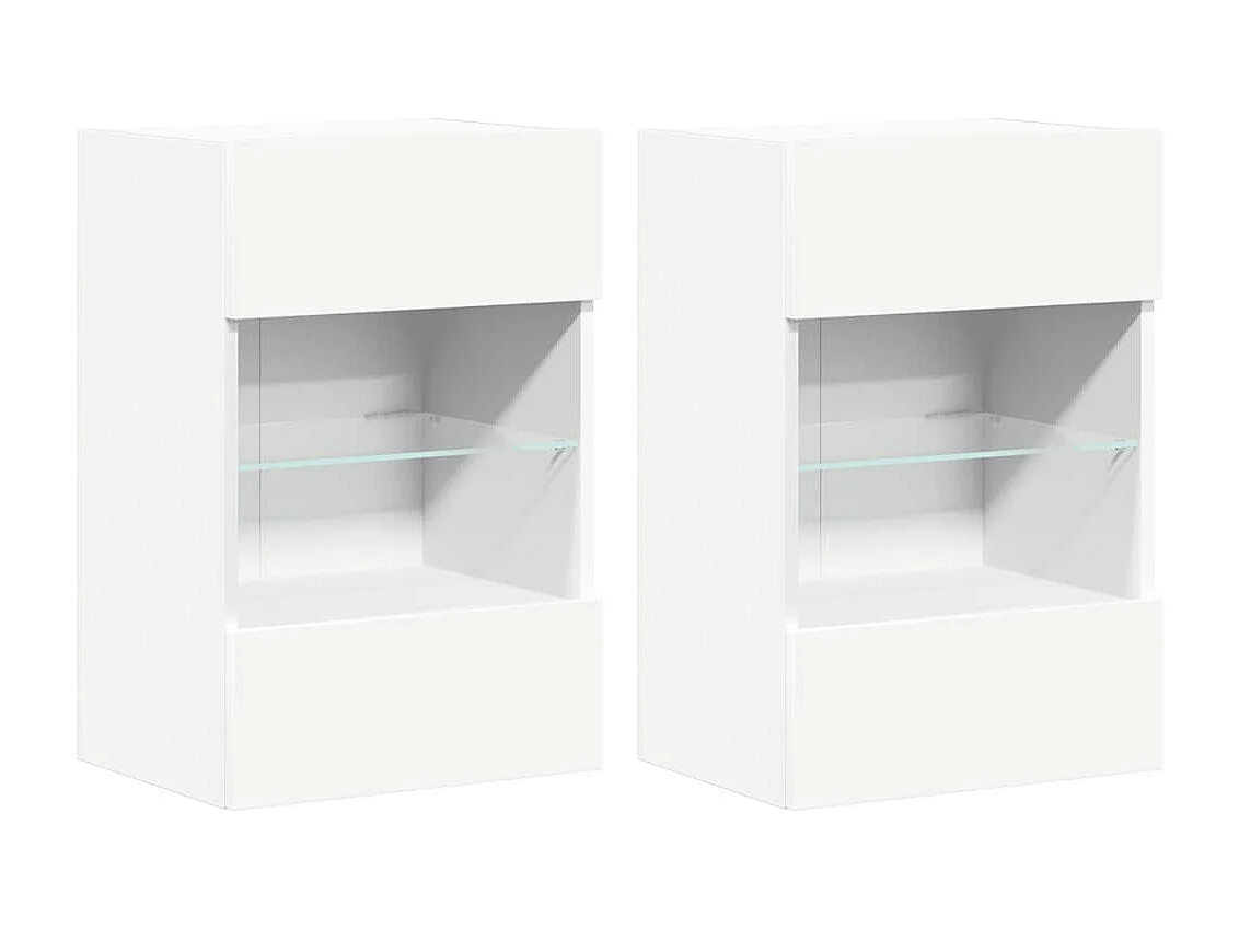 Meubles muraux avec lumières LED pour TV 2 pcs blanc 40x30x60,5 cm